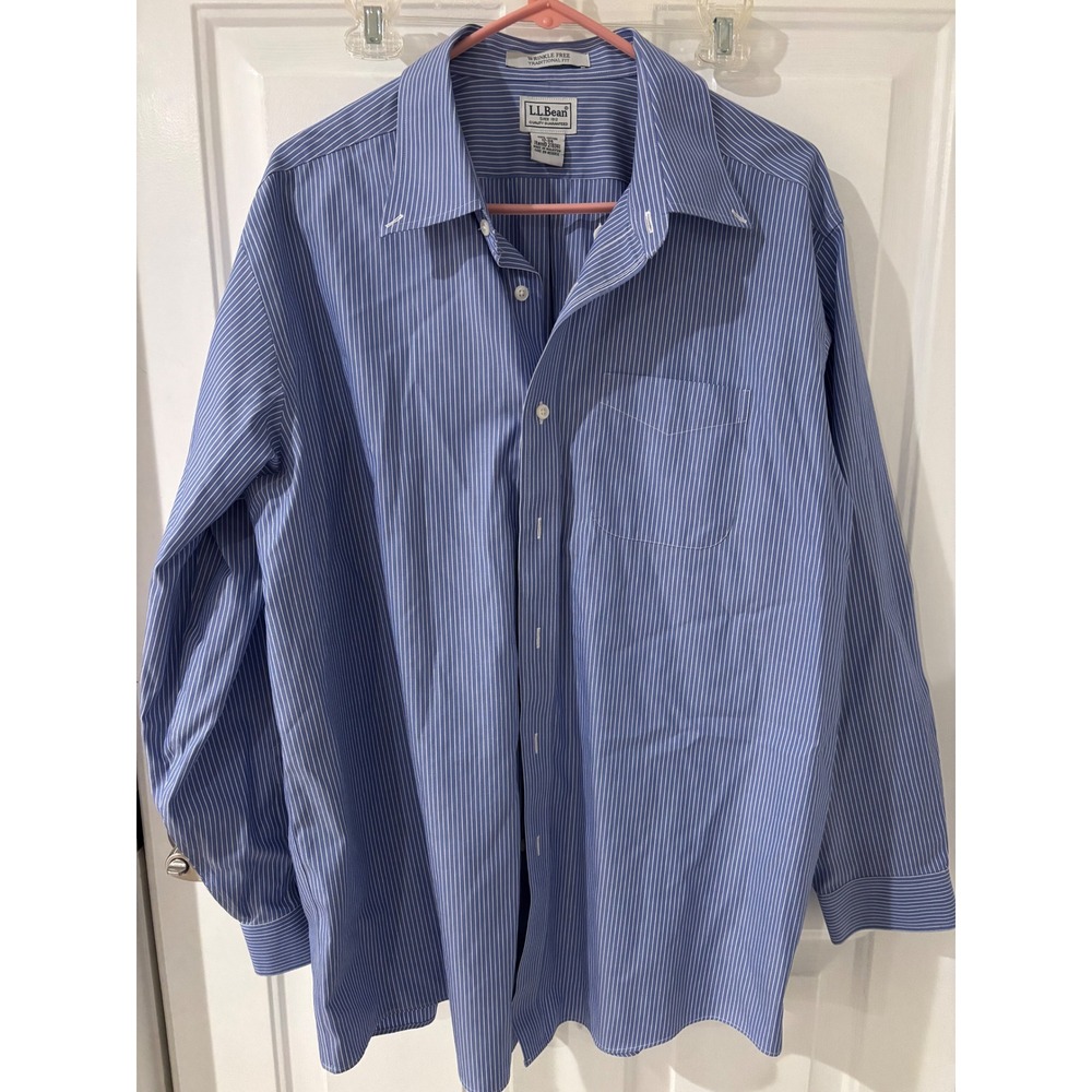 L.L.Bean Wrinkle Free‎ Traditional Fit Striped Button Down Shirt 17-34